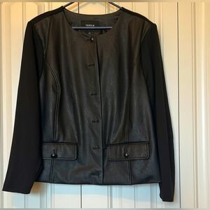 Torrid 2X Black Faux Leather Mixed-Media Jacket
